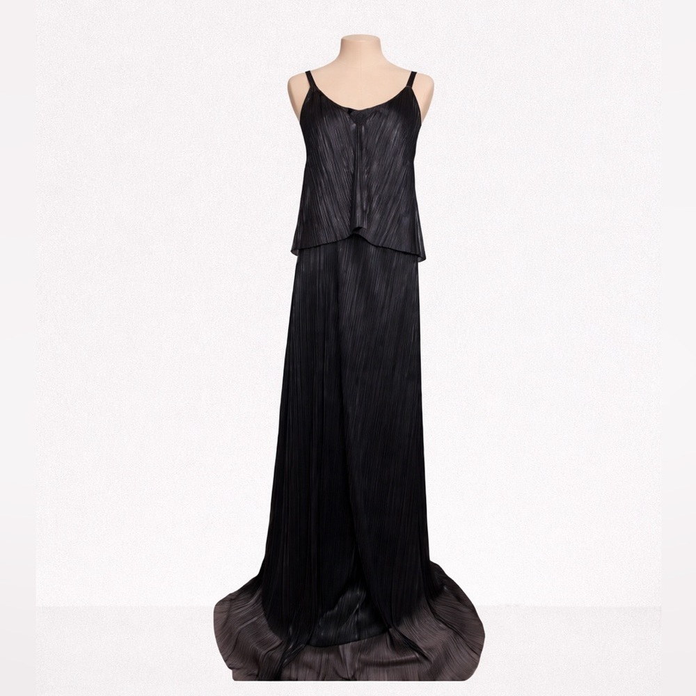 Embrace Los Angeles Maxi Slip Dress Sz Small Black Metallic Stripe Gown NWT